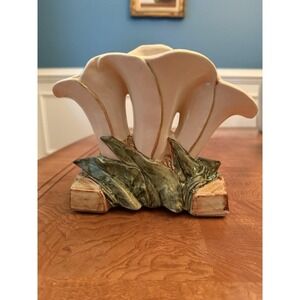 Vintage McCoy White Triple Calla Lily Vase